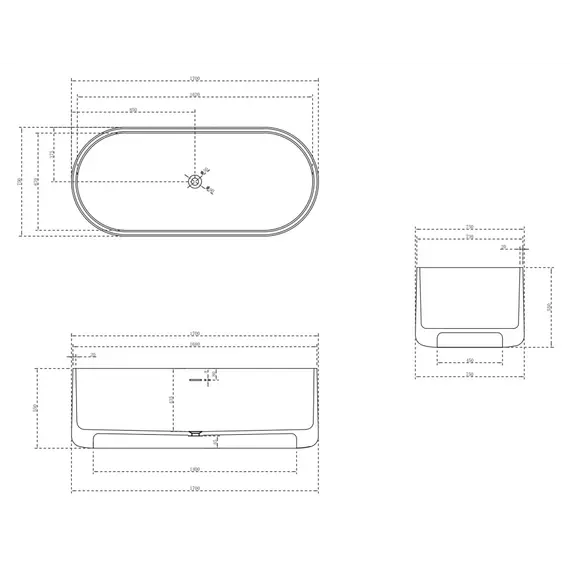 Ванна из искусственного камня ABBER Stein AS9607 белая матовая 170*75