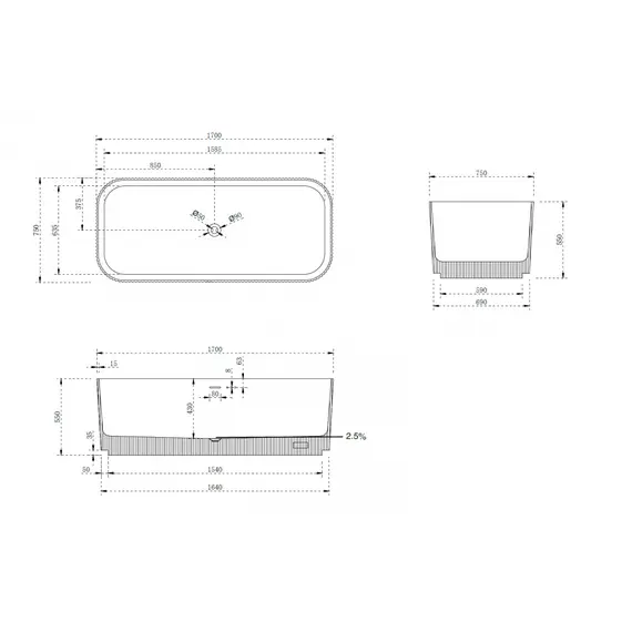 Ванна из искусственного камня ABBER Stein AS9663Violett фиолетовая 170*75