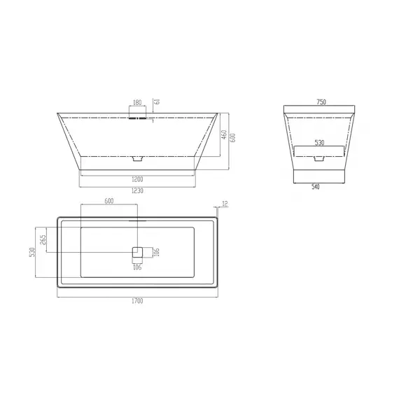 Ванна из искусственного камня ABBER Berlin AM9912 белая матовая  170*75