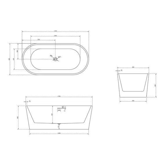 Акриловая ванна ABBER AB9209MW   170х80 белая матовая