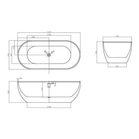 Акриловая ванна ABBER AB9241MW белая матовая 170*80