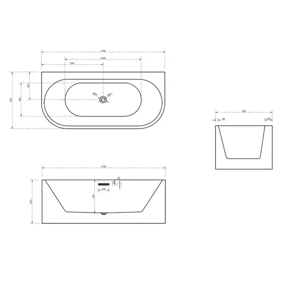 Акриловая ванна ABBER AB9310 170х78