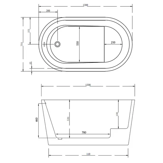 Акриловая ванна ABBER AB9277 130*75
