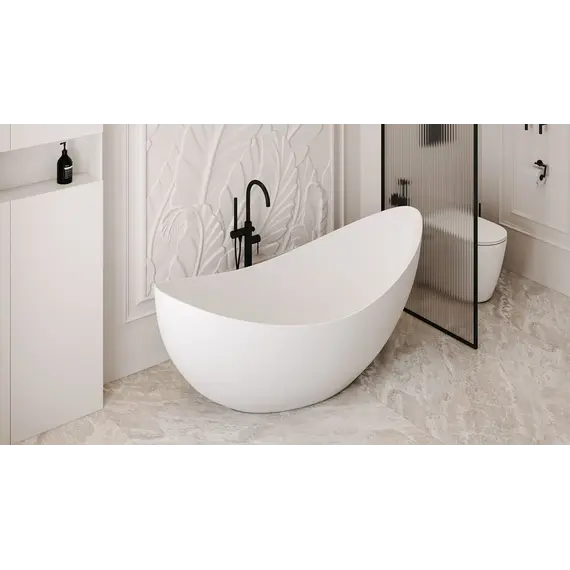 Ванна из искусственного камня ABBER Stein AS9633 белая матовая 180*80