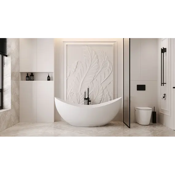 Ванна из искусственного камня ABBER Stein AS9633 белая матовая 180*80