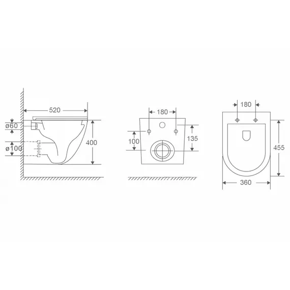Комплект подвесной унитаз ABBER Bequem AC1132TC белый, с закрытым дном с инсталляцией AC0105 и кнопкой AC0121NG никель