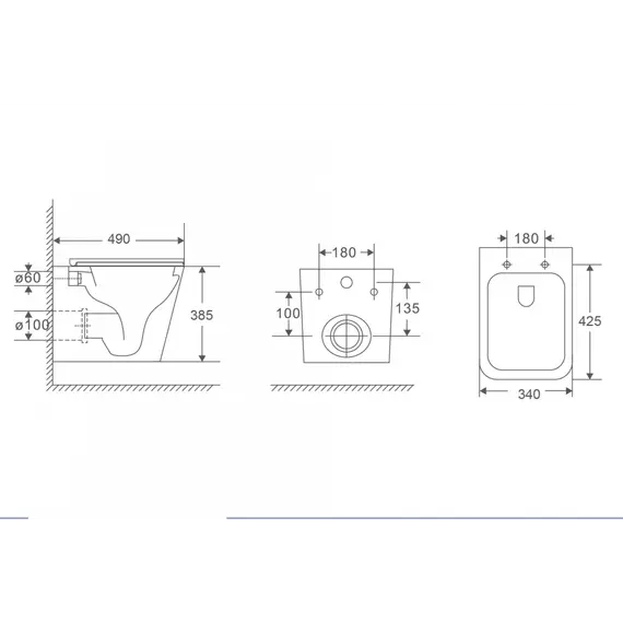 Комплект подвесной унитаз ABBER Rechteck AC1219TC белый, с закрытым дном с инсталляцией AC0105 и кнопкой AC0120 хром глянцевый