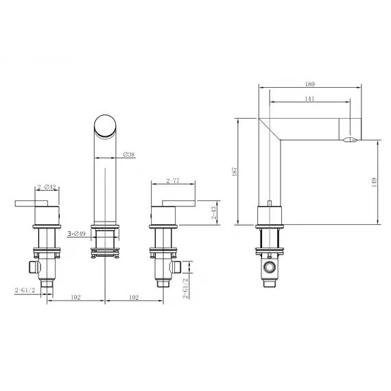 Смеситель ABBER Perfekte 316 AF8A08BG для раковины, золото брашированное