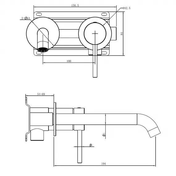 Смеситель ABBER Wasser Kreis 316 AF8112BG-M для раковины скрытого монтажа, золото брашированное