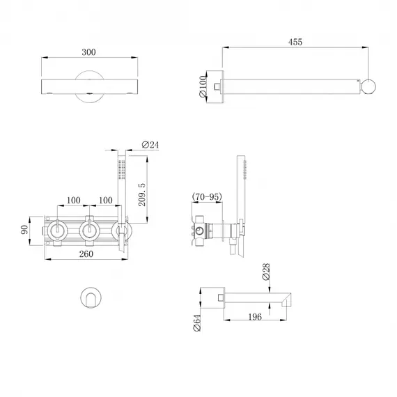 Душевая система ABBER Perfekte 316 AF8A18BST скрытого монтажа , сталь брашированная