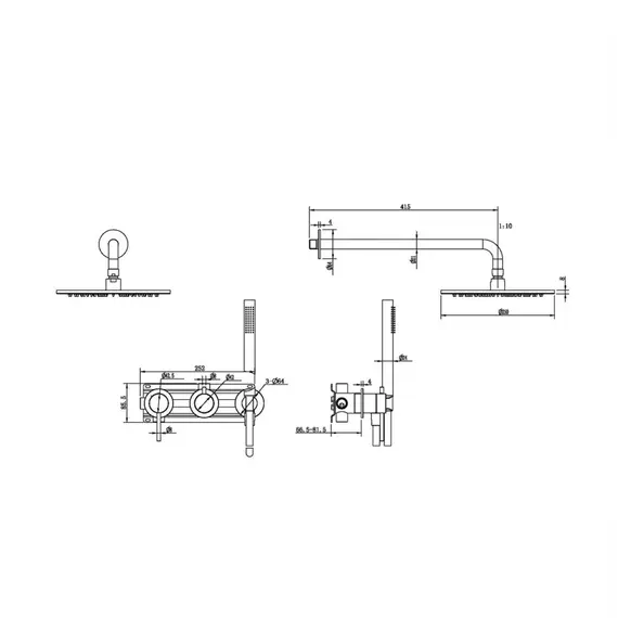 Душевая система ABBER Wasser Kreis 316 AF8118BG скрытого монтажа без излива, золото брашированное