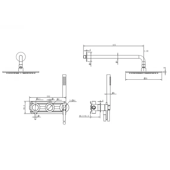 Душевая система ABBER Wasser Kreis 316 AF8118BST скрытого монтажа без излива, сталь брашированная
