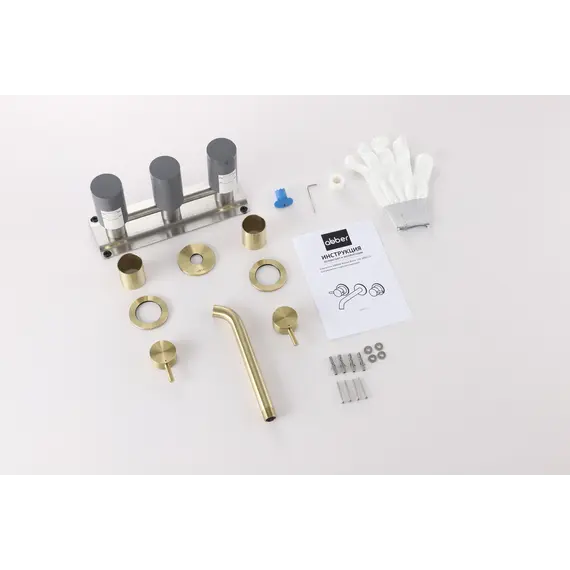 Смеситель ABBER Wasser Kreis 316 AF81123BG-L для раковины скрытого монтажа, золото брашированное