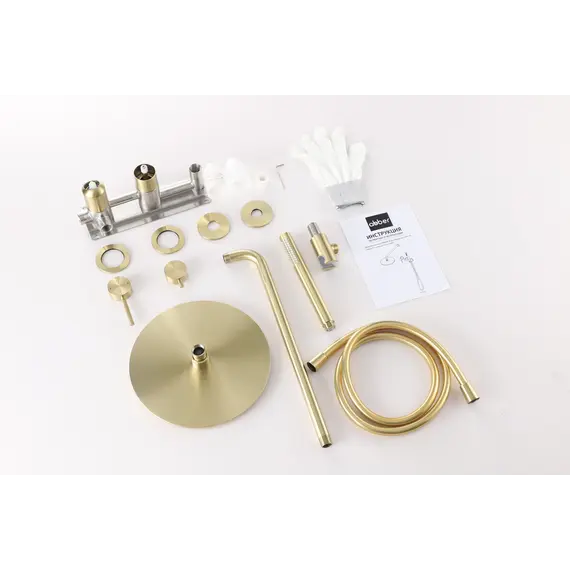 Душевая система ABBER Wasser Kreis 316 AF8118BG скрытого монтажа без излива, золото брашированное