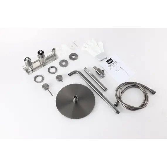 Душевая система ABBER Wasser Kreis 316 AF8118BGG скрытого монтажа без излива, оружейная сталь брашированная