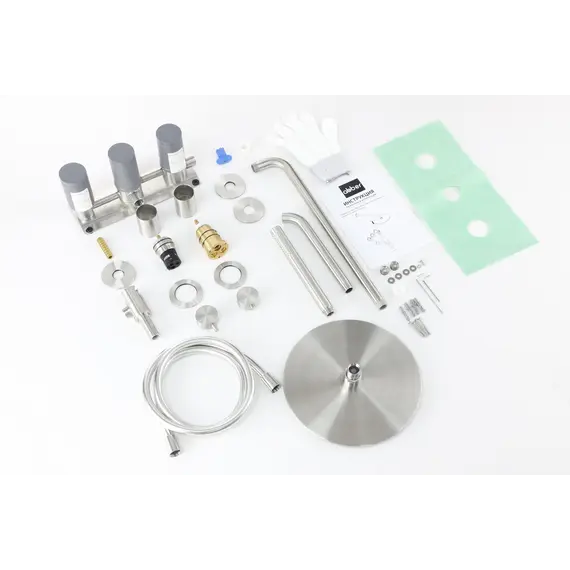 Душевая система ABBER Wasser Kreis 316 AF8150BST скрытого монтажа с изливом, термостат, сталь брашированная