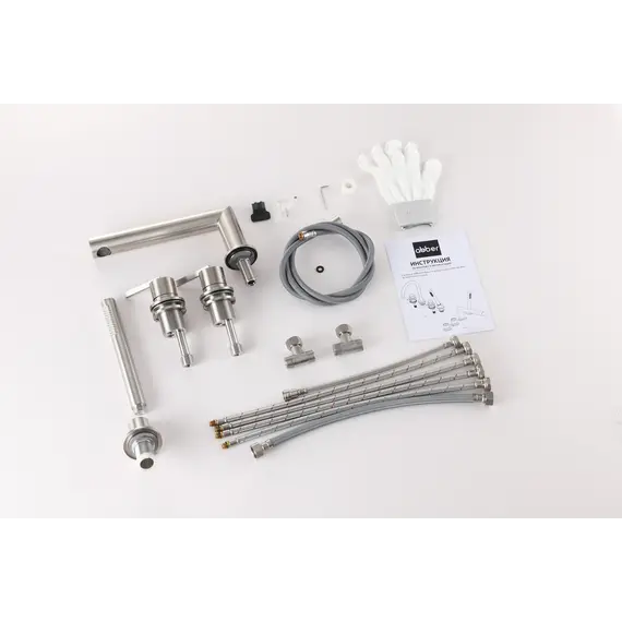 Смеситель ABBER Perfekte 316 AF8A13BST на борт ванны с лейкой, сталь брашированная