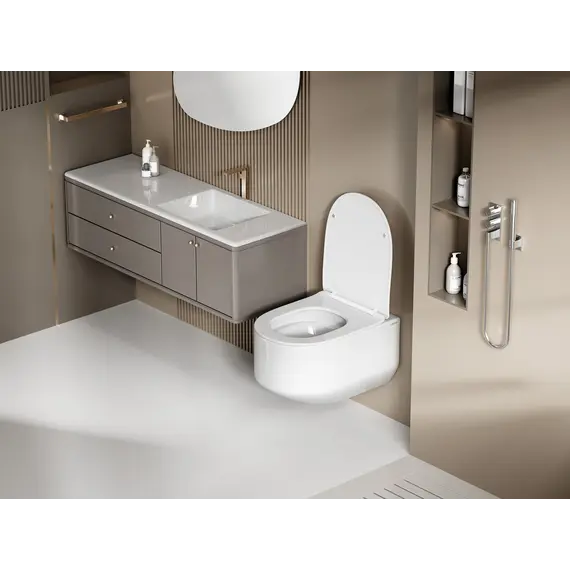 Унитаз ABBER Bequem AC1130 подвесной белый, безободковый, смыв торнадо