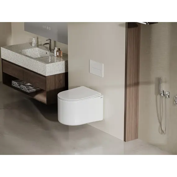 Унитаз ABBER Bequem AC1129 подвесной белый, безободковый, смыв торнадо