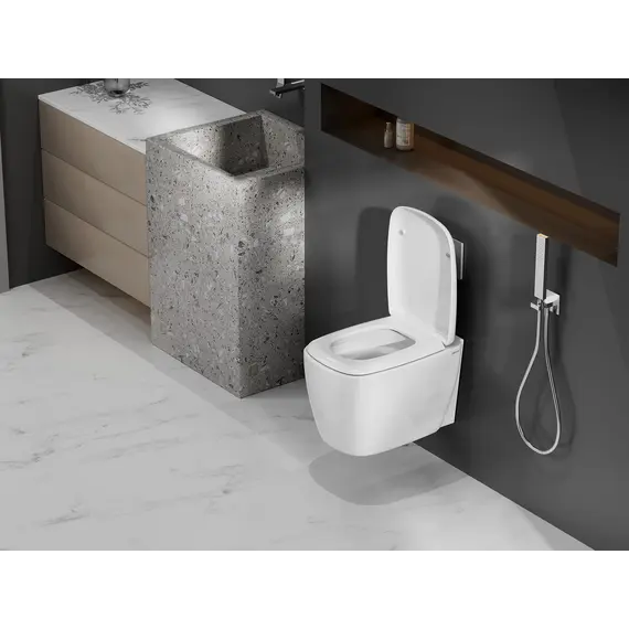 Унитаз ABBER Rechteck AC1217 подвесной белый, безободковый, смыв торнадо