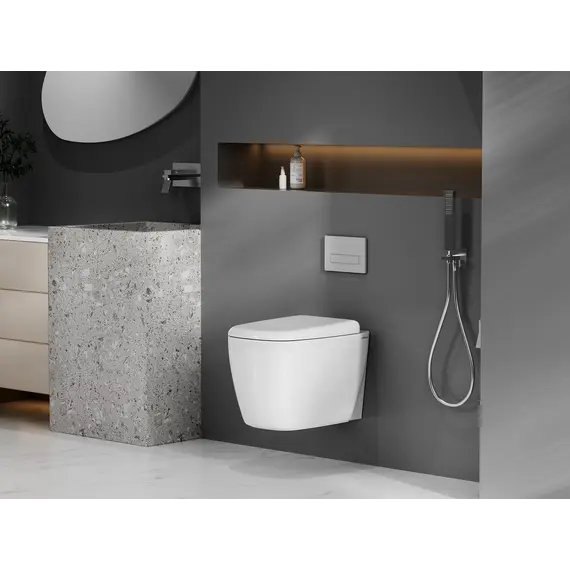 Унитаз ABBER Rechteck AC1217 подвесной белый, безободковый, смыв торнадо