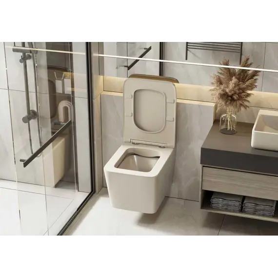 Унитаз ABBER Rechteck AC1201MBE подвесной светло-бежевый матовый, безободковый