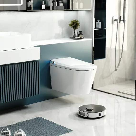 Комплект ABBER подвесной электронный унитаз-биде Bequem AC1119S с инсталляцией AC0101P2