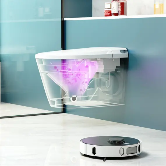 Комплект ABBER подвесной электронный унитаз-биде Bequem AC1119S с инсталляцией AC0101P2