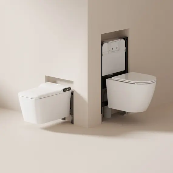 Комплект ABBER подвесной электронный унитаз-биде Rechteck AC1215S с инсталляцией AC0101P2