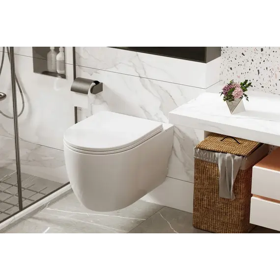 Комплект ABBER подвесной унитаз Bequem AC1105P белый с импульсным смывом с инсталляцией AC0101P