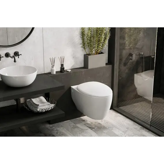 Комплект ABBER подвесной унитаз Bequem AC1107P белый с импульсным смывом с инсталляцией AC0101P