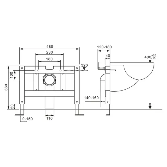 Комплект ABBER подвесной унитаз Rechteck AC1202P белый с импульсным смывом с инсталляцией AC0101P