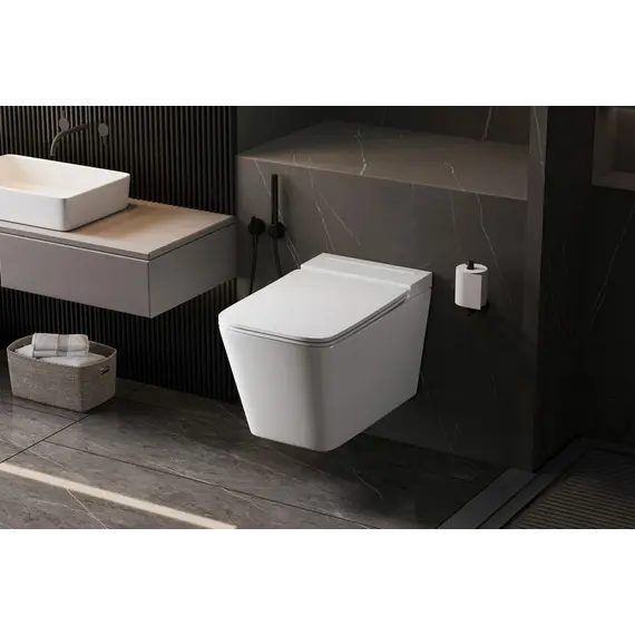 Комплект ABBER подвесной унитаз Rechteck AC1202P белый с импульсным смывом с инсталляцией AC0101P