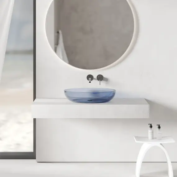 Раковина накладная прозрачная ABBER Kristall AT2801Saphir синяя