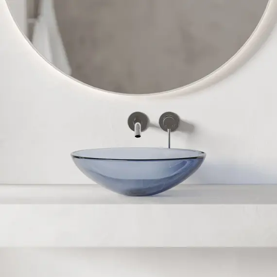 Раковина накладная прозрачная ABBER Kristall AT2802Saphir синяя