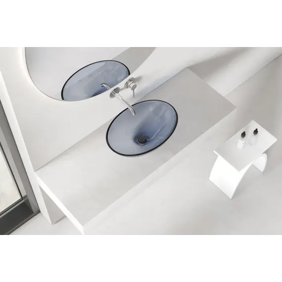 Раковина накладная прозрачная ABBER Kristall AT2802Saphir синяя