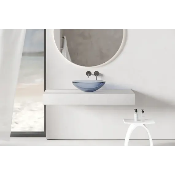 Раковина накладная прозрачная ABBER Kristall AT2802Saphir синяя