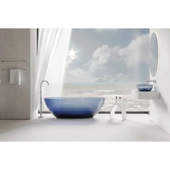 Раковина накладная прозрачная ABBER Kristall AT2805Saphir синяя