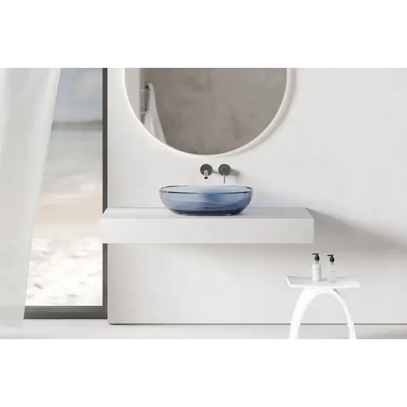 Раковина накладная прозрачная ABBER Kristall AT2805Saphir синяя