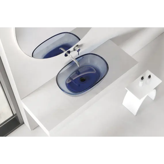 Раковина накладная прозрачная ABBER Kristall AT2805Saphir синяя