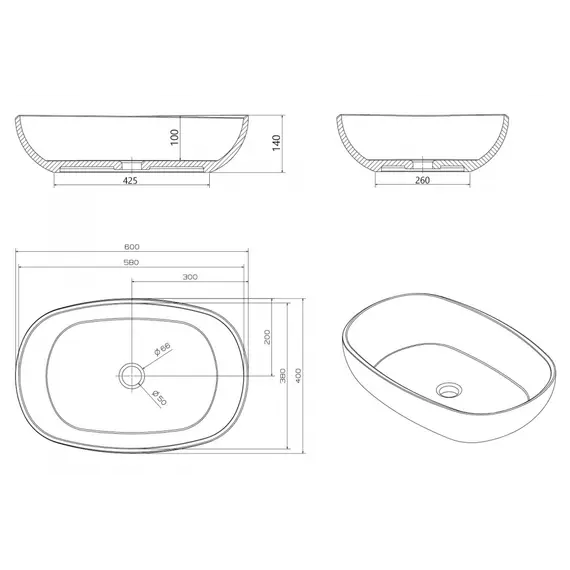 Раковина накладная прозрачная ABBER Kristall AT2805Saphir синяя