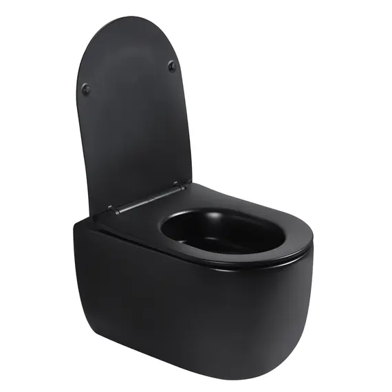 Унитаз ABBER Bequem AC1104TMB подвесной черный матовый, безободковый, смыв торнадо