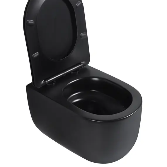 Унитаз ABBER Bequem AC1104TMB подвесной черный матовый, безободковый, смыв торнадо