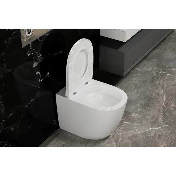 Унитаз ABBER Bequem AC1111T приставной белый, безободковый, смыв торнадо