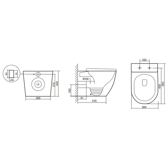 Унитаз ABBER Bequem AC1111T приставной белый, безободковый, смыв торнадо