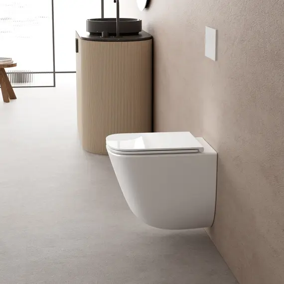 Унитаз ABBER Rechteck AC1220TC подвесной белый, безободковый, смыв торнадо, с закрытым дном