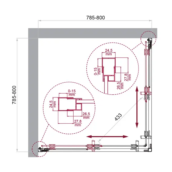 Душевой уголок BelBagno LUCE-A-2/-C-Cr