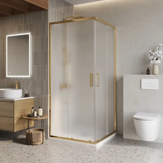 Душевой уголок BelBagno LUCE-A-2-90-P-ORO рифленое