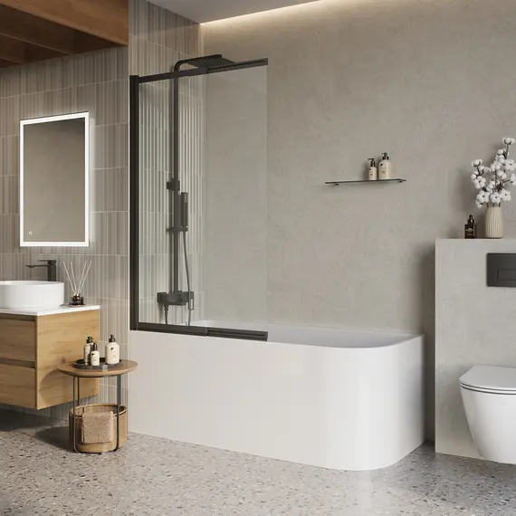 Душевая шторка на ванну BelBagno LUCE-VF-11/-C-NERO