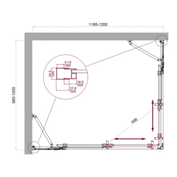 Душевой уголок BelBagno LUCE-AH-22-120/100-P-Cr рифленое